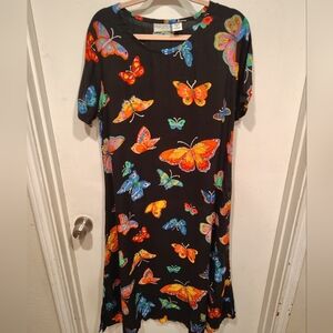 Phases Women's Sequin Embellished Butterfly Print Mumu House Dress Sz M Vacation